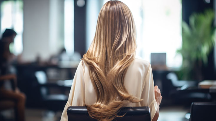 long blond hair at salon