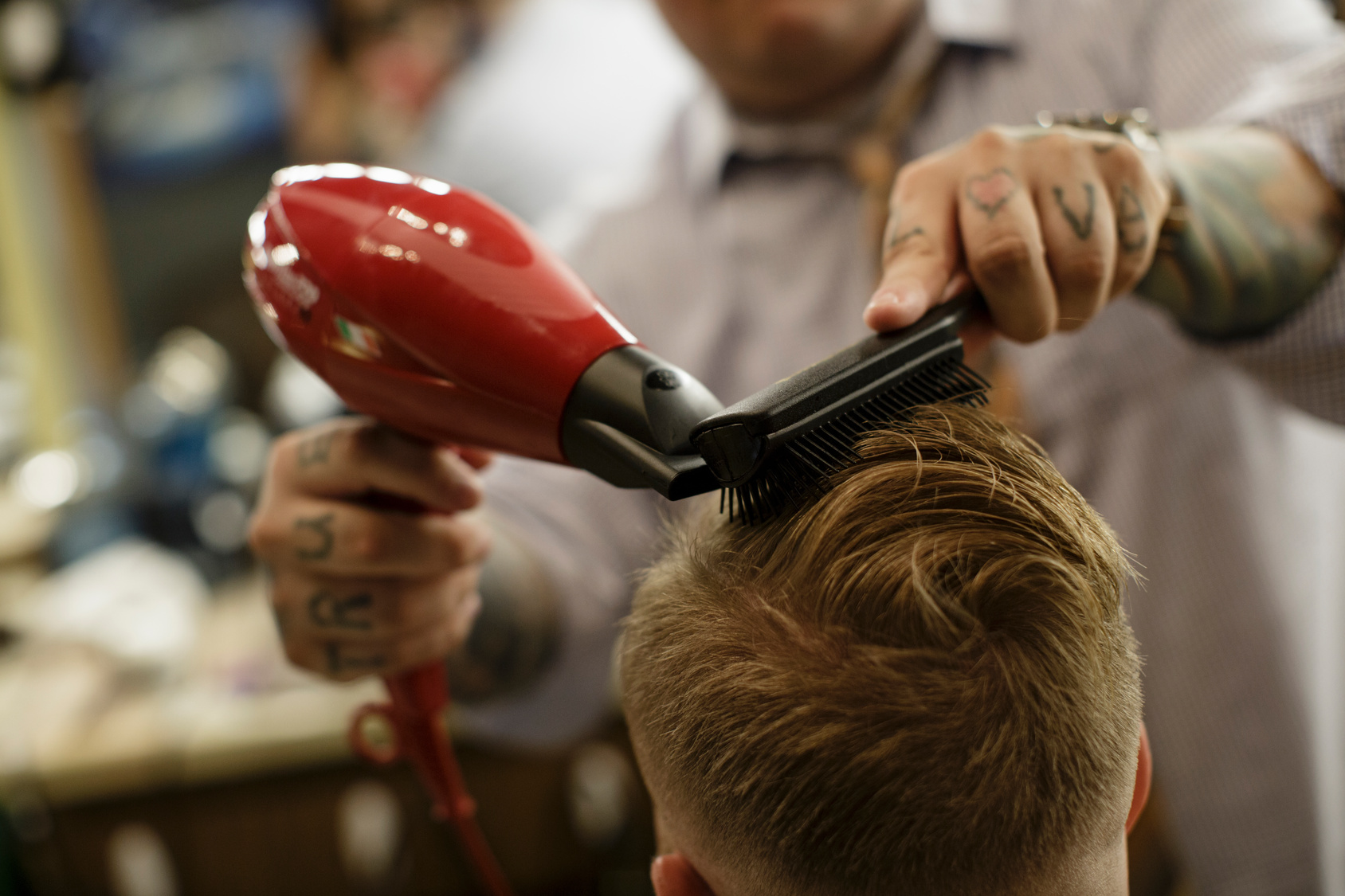 man getting haircut